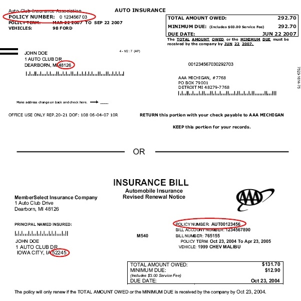 AAA Web Pay Statement Sample